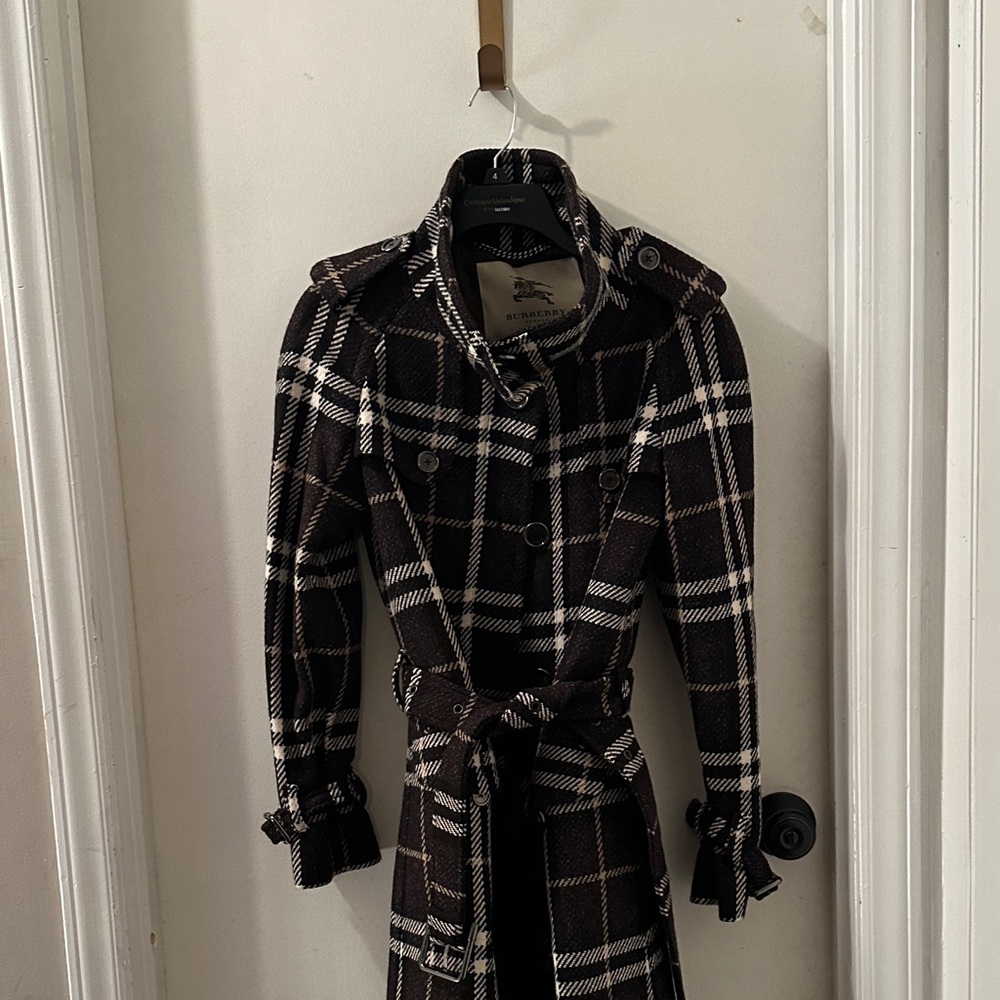 Burberry wool blend Checkered Trench Coat